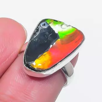 Natural Dichroic Glass Gemstone 925 Sterling Silver Jewelry Ring Size 6.5 q3i33