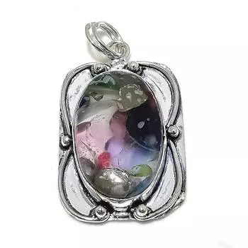 Natural Dicorich Glass Gemstone 925 Sterling Silver Gift Pendant 2.21 S2p51