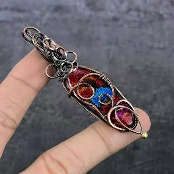 Подвеска из натурального стекла Dicorich с медной проволокой и драгоценными камнями 3,47 дюйма U4f97