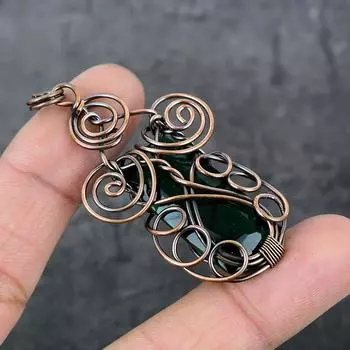 Натуральный диопсид, драгоценный камень, медная проволока, подарочная ювелирная подвеска 2,44 дюйма k7c25