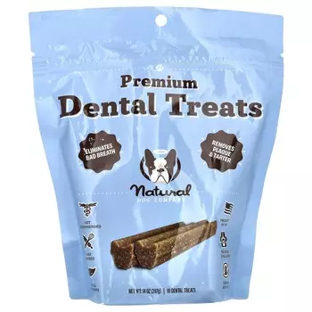 Natural Dog Company, Premium Dental Treats, для собак всех возрастов, 18 лакомств для зубов, 397 мл (14 унций)