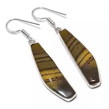 Серьги ручной работы из стерлингового серебра 925 пробы с натуральным камнем драконьей яшмы 2,17 дюйма H8G18