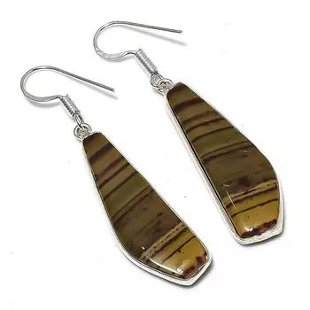 Серьги ручной работы из стерлингового серебра 925 пробы с натуральным драгоценным камнем драконьей яшмы 2,17 дюйма i2l70