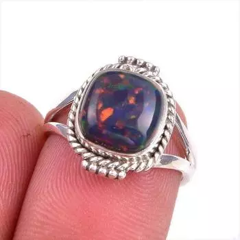 Natural Ethiopian Opal Gemstone 925 Solid Sterling Silver Gift Ring S.5.5 d4w95