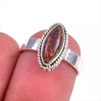 Natural Ethiopian Opal Gemstone 925 Solid Sterling Silver Gift Ring S.5.5 o9O08