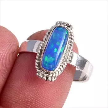 Natural Ethiopian Opal Gemstone 925 Solid Sterling Silver Jewelry Ring S.10 w0A56