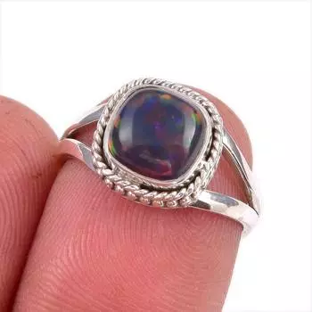 Natural Ethiopian Opal Gemstone 925 Solid Sterling Silver Gift Ring S.5.5 Y2i92
