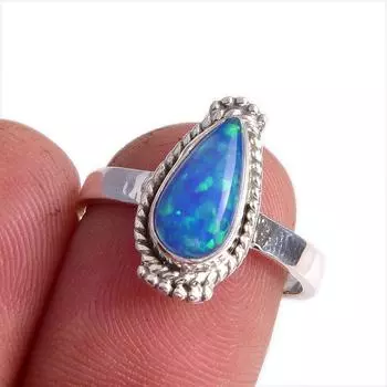 Natural Ethiopian Opal Gemstone 925 Solid Sterling Silver Gift Ring S.7.5 p7c59