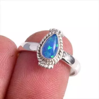 Natural Ethiopian Opal Gemstone Handmade 925 Solid Sterling Silver Ring S.8 v8c85