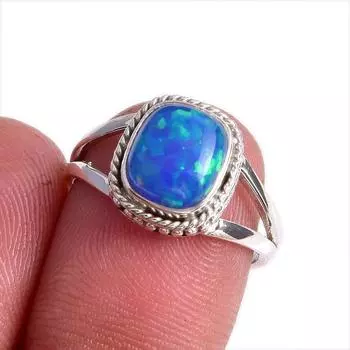 Natural Ethiopian Opal Gemstone Handmade 925 Solid Sterling Silver Ring S.7 m1Y26