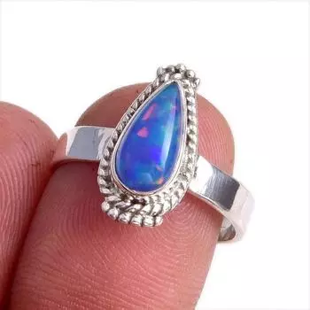 Natural Ethiopian Opal Gemstone Handmade 925 Solid Sterling Silver Ring S.8 q6z70