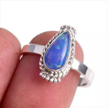 Natural Ethiopian Opal Gemstone Handmade 925 Solid Sterling Silver Ring S.9 T9K87