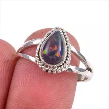 Natural Ethiopian Opal Gemstone Handmade 925 Solid Sterling Silver Ring S.9 b8Y35