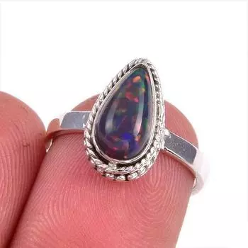 Natural Ethiopian Opal Gemstone Handmade 925 Solid Sterling Silver Ring S.6 Q6V46