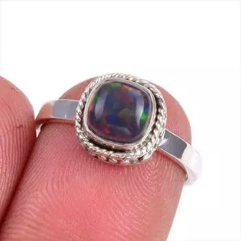 Natural Ethiopian Opal Gemstone Handmade 925 Solid Sterling Silver Ring S.6 Q8a71