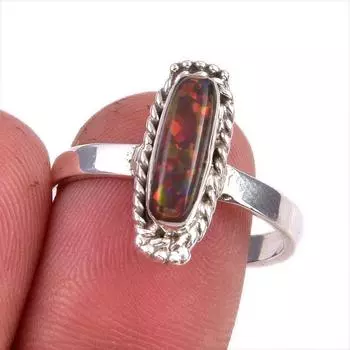 Natural Ethiopian Opal Gemstone Handmade 925 Solid Sterling Silver Ring S.9 S4b77