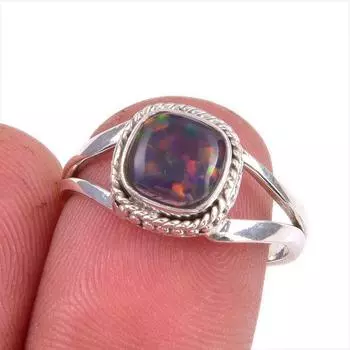 Natural Ethiopian Opal Gemstone Handmade 925 Solid Sterling Silver Ring S.7 r4q69