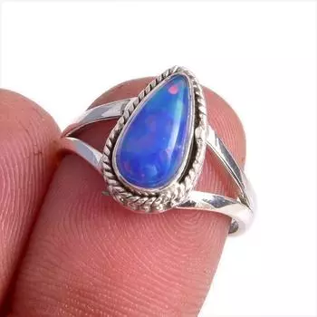Natural Ethiopian Opal Gemstone Handmade 925 Solid Sterling Silver Ring S.7 w0V04