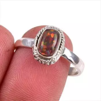 Natural Ethiopian Opal Gemstone Handmade 925 Solid Sterling Silver Ring S.9 u2P73