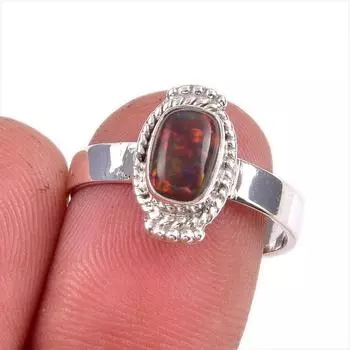 Natural Ethiopian Opal Gemstone Handmade 925 Solid Sterling Silver Ring S.8 s7v73