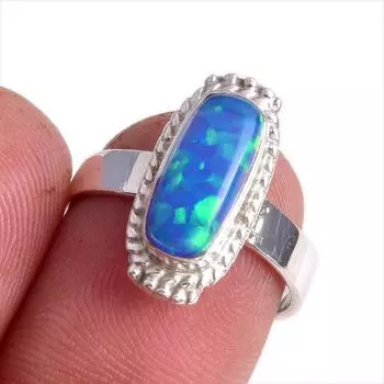 Natural Ethiopian Opal Gemstone Handmade 925 Solid Sterling Silver Ring S.7 M3L22