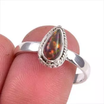 Natural Ethiopian Opal Gemstone Handmade 925 Solid Sterling Silver Ring S.9 n4A98