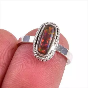 Natural Ethiopian Opal Gemstone Handmade 925 Solid Sterling Silver Ring S.6 o6g64