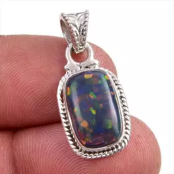 Natural Ethiopian Opal Gemstone Handmade 925 Solid Silver Pendant 1.25 P6N98