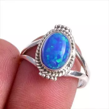 Natural Ethiopian Opal Gemstone Handmade 925 Solid Sterling Silver Ring S.8 e1F27