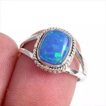 Natural Ethiopian Opal Gemstone Handmade 925 Solid Sterling Silver Ring S.7 e1b38