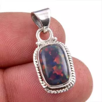 Natural Ethiopian Opal Gemstone Handmade 925 Solid Silver Pendant 1.25 c6t57