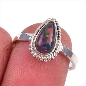Natural Ethiopian Opal Gemstone Handmade 925 Solid Sterling Silver Ring S.7 o5c83