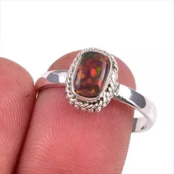 Natural Ethiopian Opal Gemstone Handmade 925 Solid Sterling Silver Ring S.9 s5C64