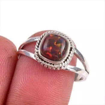 Natural Ethiopian Opal Gemstone Handmade 925 Solid Sterling Silver Ring S.9 f0P72