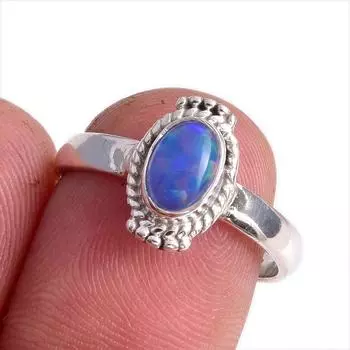 Natural Ethiopian Opal Gemstone Handmade 925 Solid Sterling Silver Ring S.8 V2O00