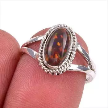 Natural Ethiopian Opal Gemstone Handmade 925 Solid Sterling Silver Ring S.7 T0z92
