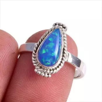 Natural Ethiopian Opal Gemstone Handmade 925 Solid Sterling Silver Ring S.8 m6t52