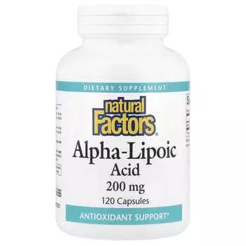 Natural Factors, Альфа-липоевая кислота, 200 мг, 120 капсул