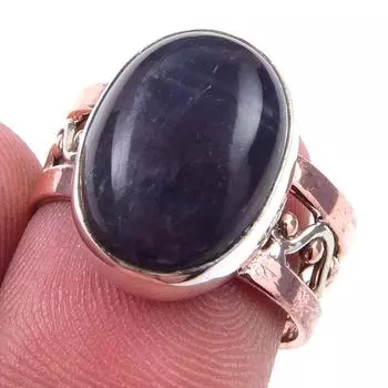 Natural Fluorite Gemstone Handmade 925 Sterling Silver Two Tone Ring Size 6 L3H16