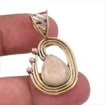 Natural Fossil Coral 925 Solid Sterling Silver TwoTone Gift Pendant 1.50 A5n70
