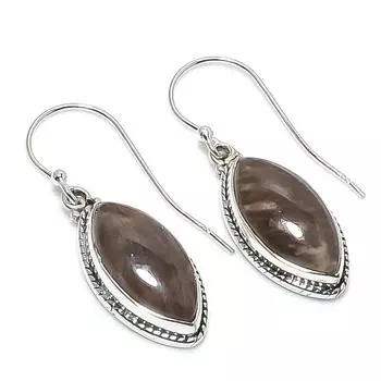Natural Fossil Coral Gemstone 925 Solid Sterling Silver Gift Earring 1.50 i0T23