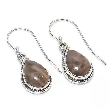 Natural Fossil Coral Gemstone 925 Solid Sterling Silver Gift Earring 1.25 U8w48