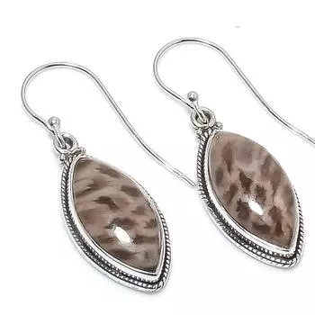 Natural Fossil Coral Gemstone 925 Solid Sterling Silver Gift Earring 1.50 L6E77