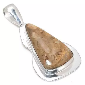 Подвеска из натурального ископаемого коралла ручной работы из стерлингового серебра 925 пробы 2,17 дюйма q0a55