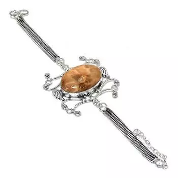 Браслет из серебра 925 пробы с натуральными кораллами ручной работы 7-8 дюймов G3s84