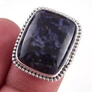 Natural Gabbro Stone Gemstone Handmade 925 Solid Sterling Silver Ring S.6 K3d41