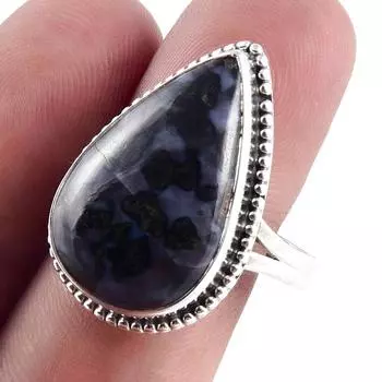 Natural Gabbro Stone Gemstone Handmade 925 Sterling Silver Gift Ring S.10 z2O59