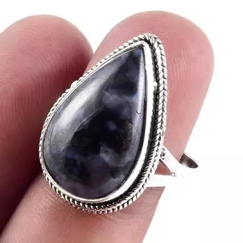 Natural Gabbro Stone Gemstone Handmade 925 Sterling Silver Jewelry Ring S.9 M5n39