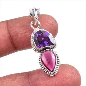 Natural Garnet , Garnet Gemstone Handmade 925 Solid Silver Pendant 1.50 e0e73