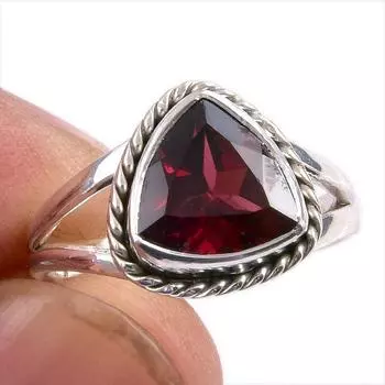 Natural Garnet Gemstone 925 Solid Sterling Silver Jewelry Ring Size 5.5 b0w84